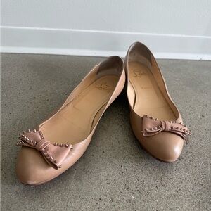 Christian Louboutin Nude Bow Flats with Studs